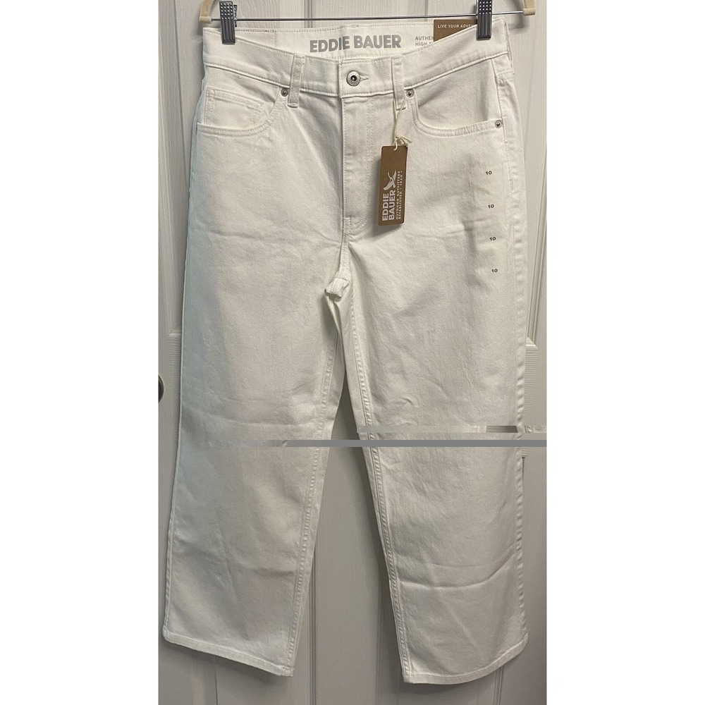 Eddie Bauer Voyager Women White High Rise Voyager Straight Leg Jeans 10 NWT‎